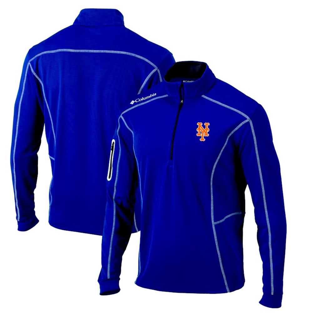 Men's Mets Columbia Royal Omni-Wick Shotgun Quarter-Zip Pullover Top Size Medium